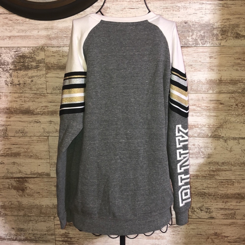 Pink Victoria’s Secret grey gold and white sweatshirt size XS crew neck comfy - Picture 6 of 7